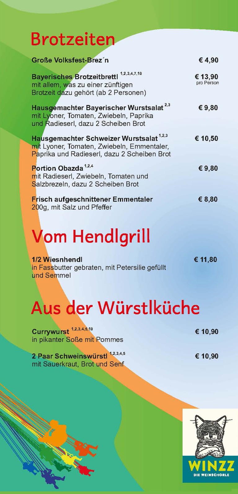 Speisekarte 2023 Poinger Volksfest
